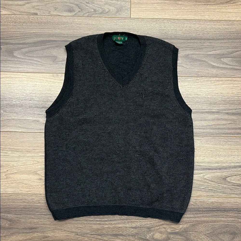 J. Crew Vintage Oarsmen Merino Wool Sweater Vest in Gray/Black Size Large